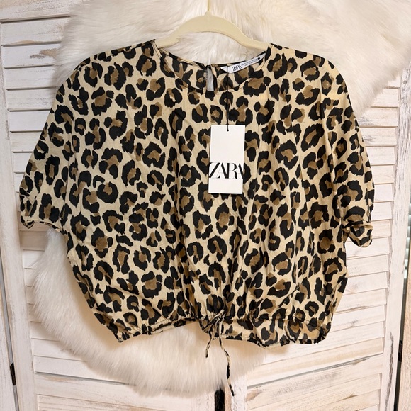 Zara Tops - Zara Black and Tan Leopard Print Blouse